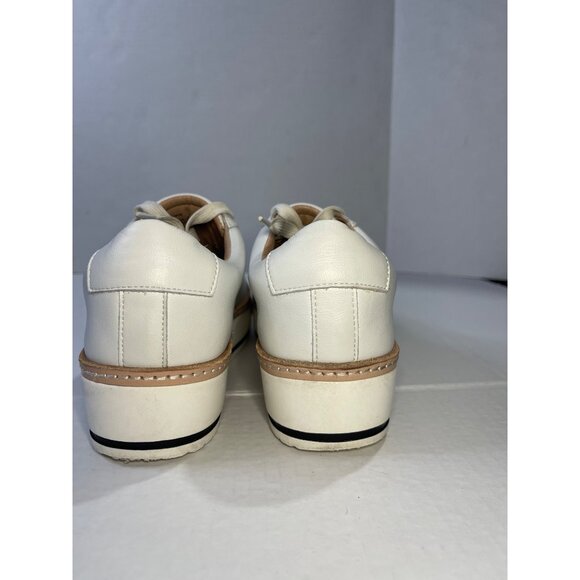 Chelsea & Violet Womens White Leather Platform Sneakers Sz 9 Casual Comfort Lace - Picture 6 of 14